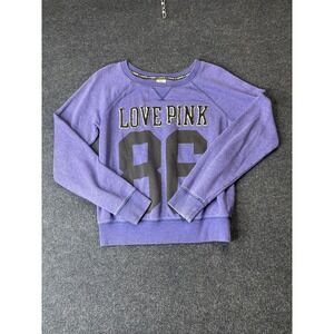 PINK Victoria's Secret Sweatshirt Womens Medium Purple Love Pink 86 Crewneck